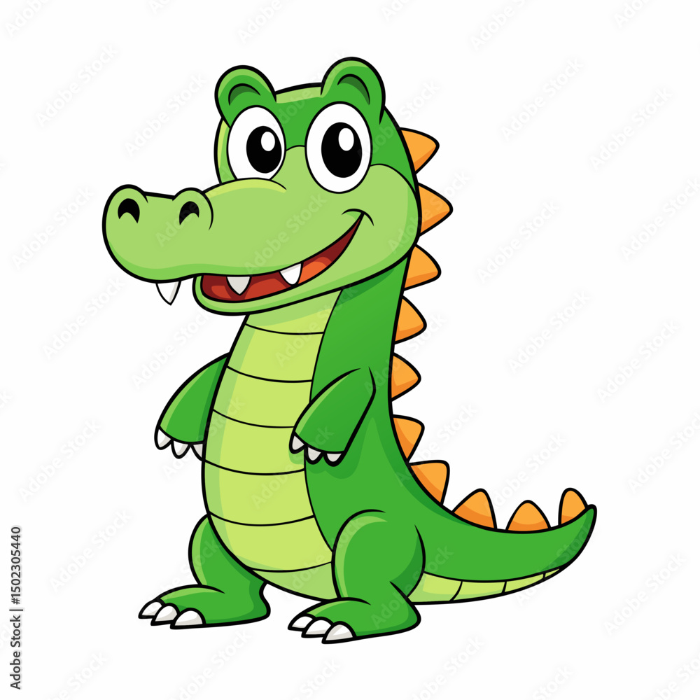 Obraz premium Cartoon Baby Crocodile Vector Art.