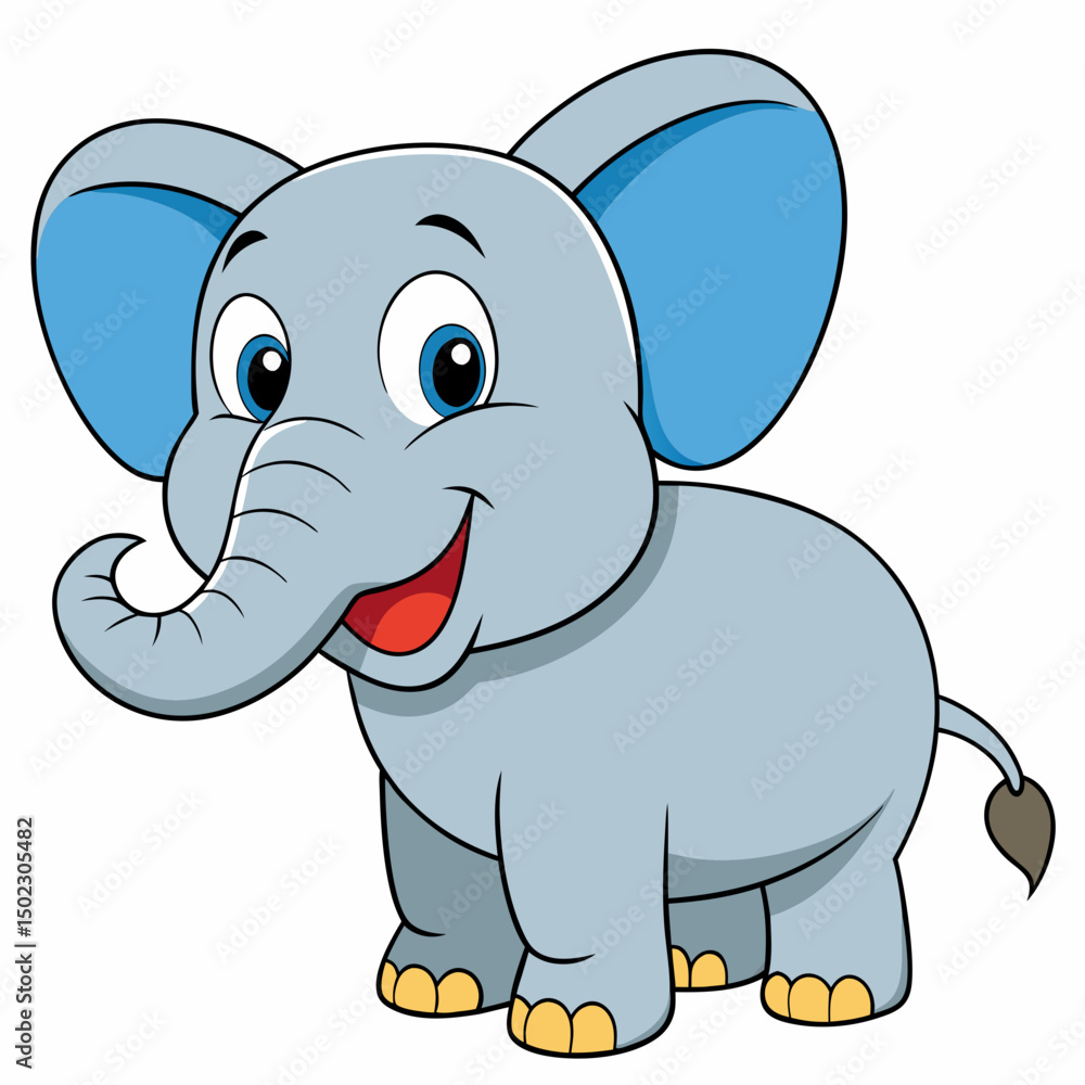 Fototapeta premium Cartoon Baby Elephant Vector Art.