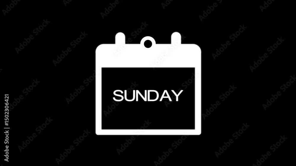 sunday text animation on black background. sunday Sign sunday text animation on black background. sunday Sign