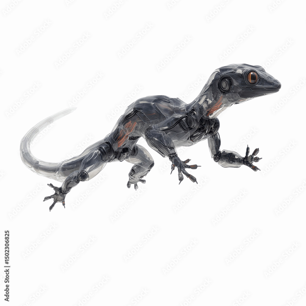 Naklejka premium Biomechanical Gecko Futuristic Robotic Reptile Design