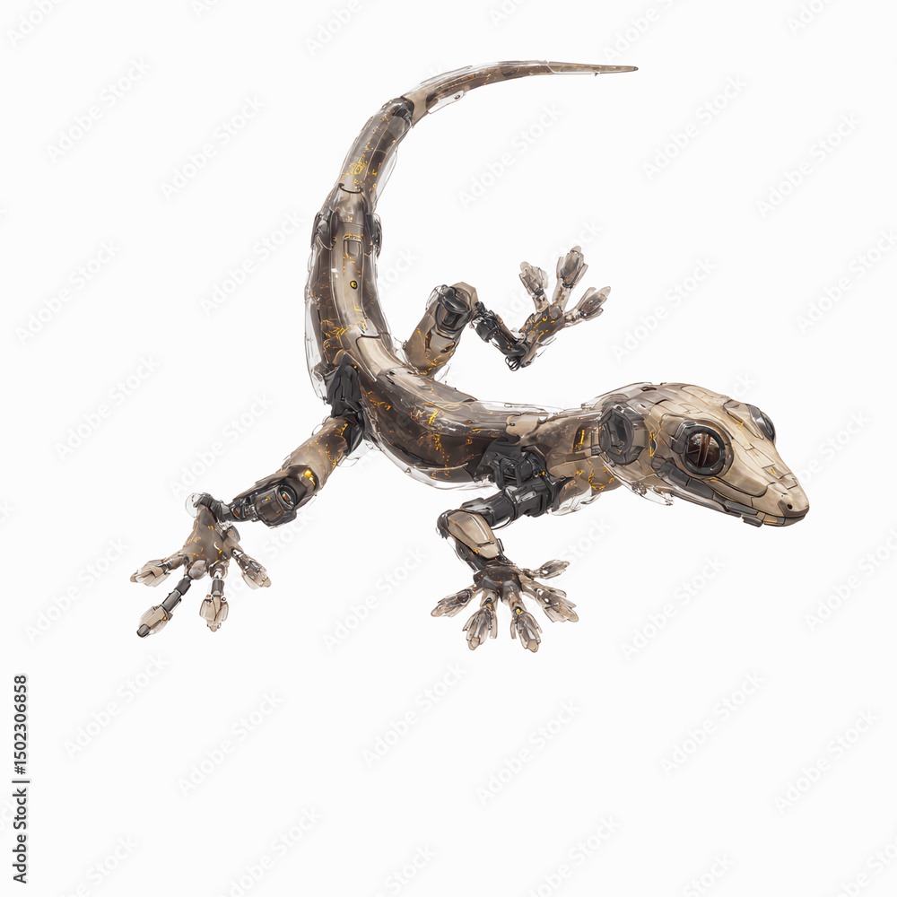 Naklejka premium Biomechanical Gecko Futuristic Reptile Design