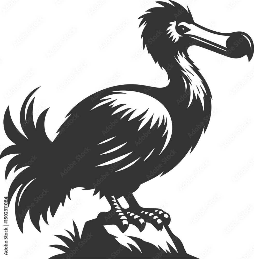 Fototapeta premium Dodo bird vector artwork drawing silhouette