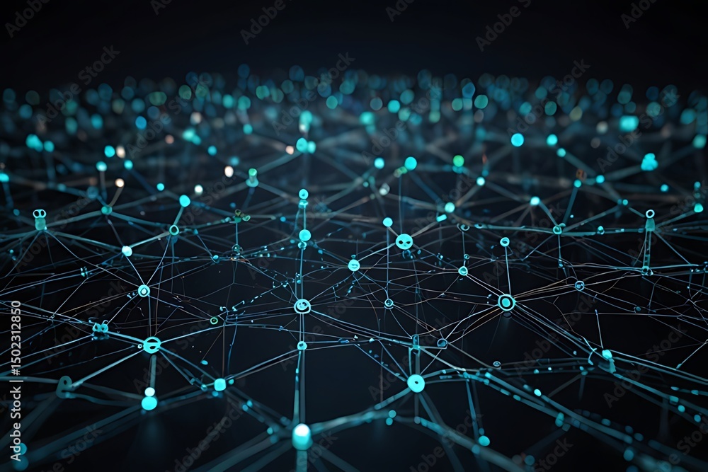 Abstract blue technology background with glowing fractal network communication Abstract blue technology background with glowing fractal network communication