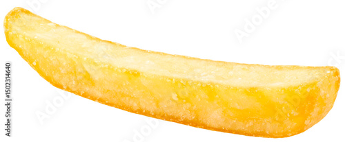 whole yellow french fries isolated on white background