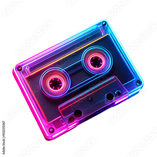 Neon Cassette Tape: Retro Music Background