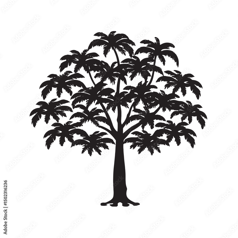 Fototapeta premium Editable Papaya Tree Silhouette Vector File