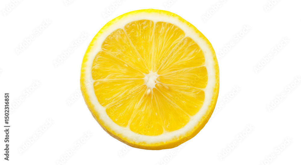 Vibrant Yellow Lemon Slice, Juicy Citrus Fruit, Cross Section isolated on transparent background Vibrant Yellow Lemon Slice, Juicy Citrus Fruit, Cross Section isolated on transparent background