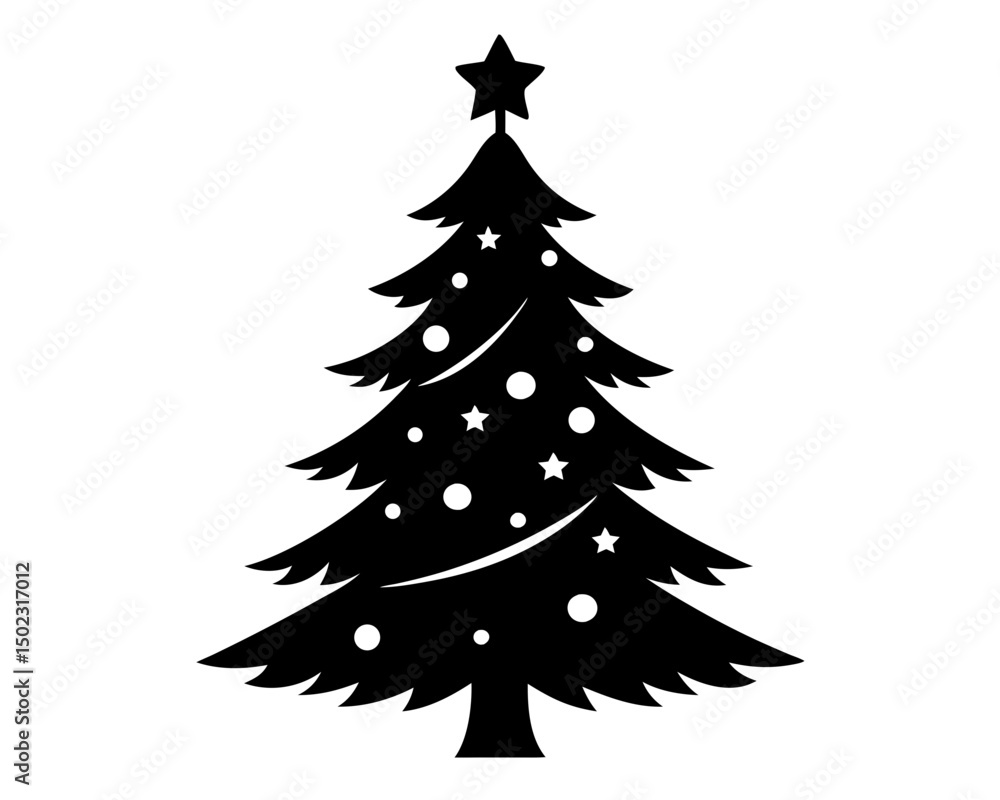 Obraz premium Holiday Tree Silhouette Vector Bundle – Christmas Tree Illustration SVG
