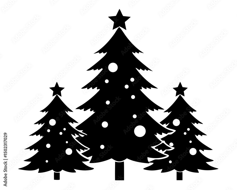 Obraz premium Holiday Tree Silhouette Vector Bundle – Christmas Tree Illustration SVG