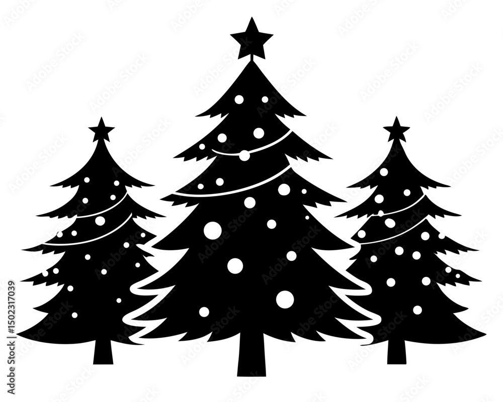 Fototapeta premium Holiday Tree Silhouette Vector Bundle – Christmas Tree Illustration SVG