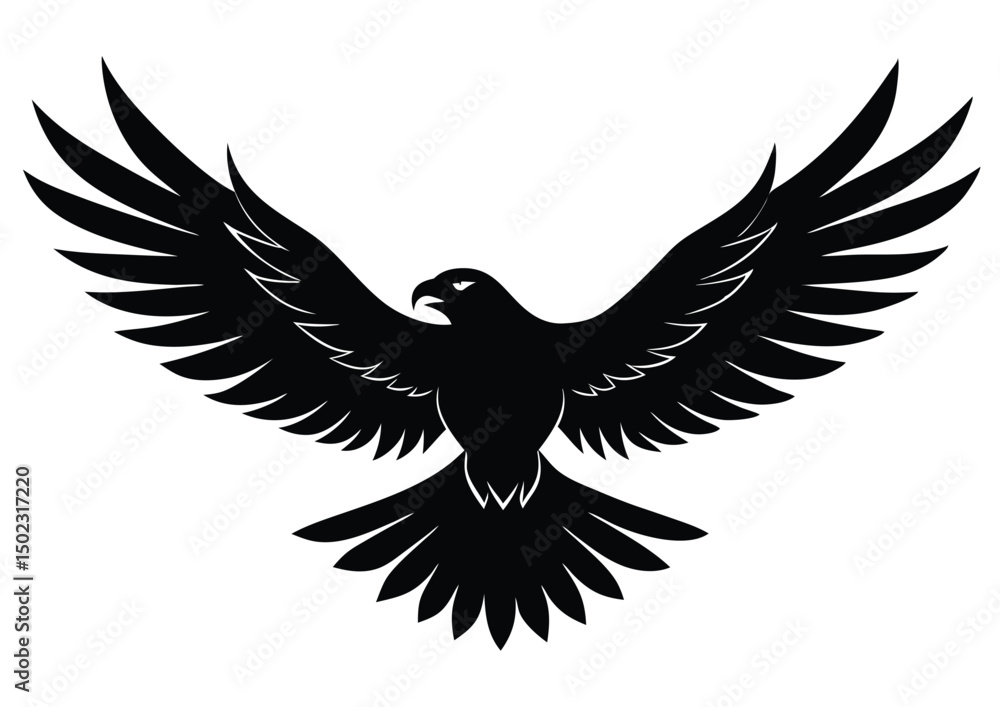 Fototapeta premium a soaring eagle silhouette, freedom eagle flight vector illustration.