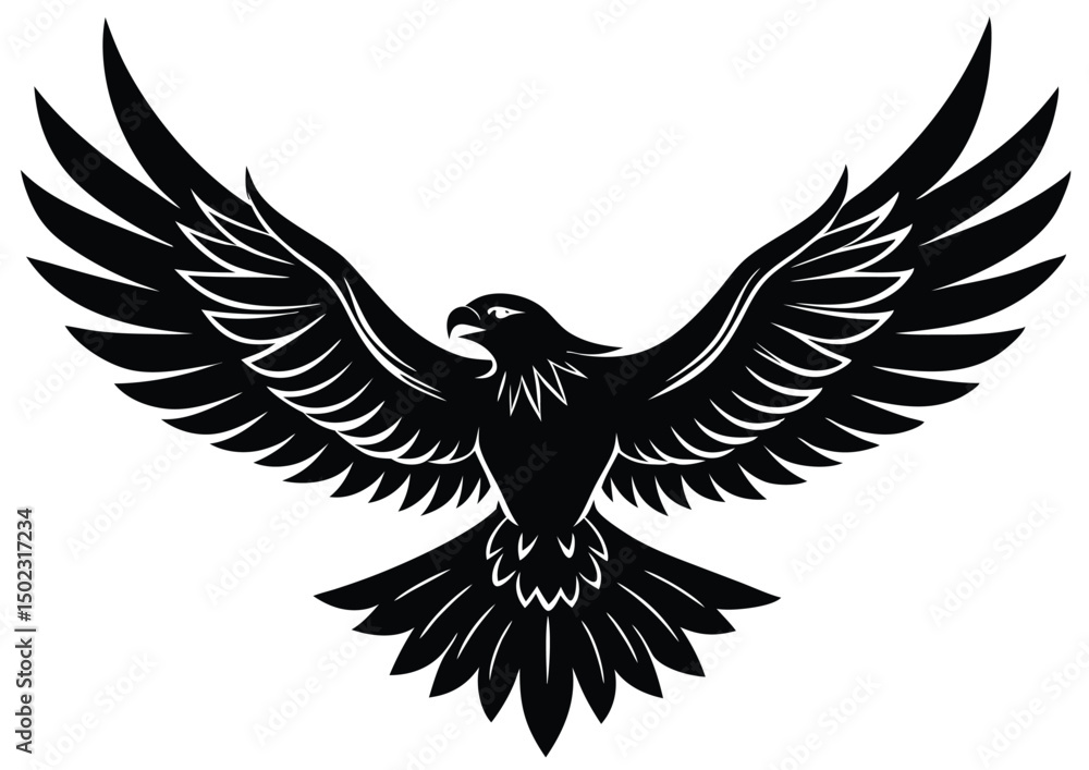 Obraz premium a soaring eagle silhouette, freedom eagle flight vector illustration.