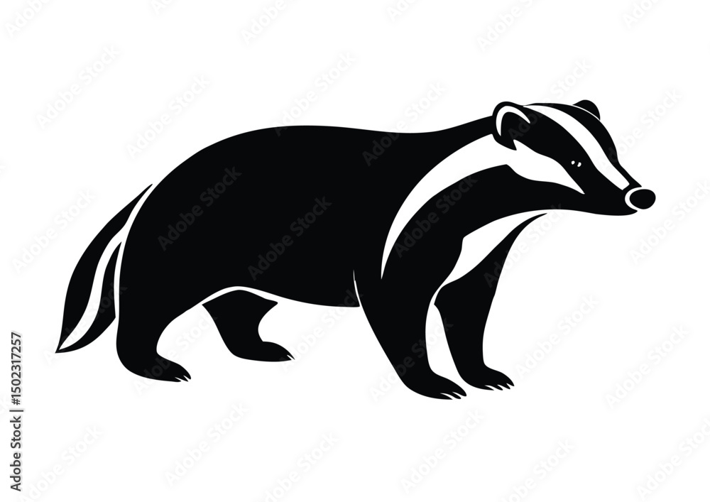 Fototapeta premium forest badger silhouette vector flat icon illustration.