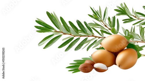 Argan Tree Nuts and Leaves