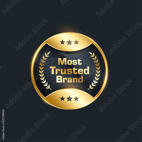 no 1 most trusted brand badge with wreath design