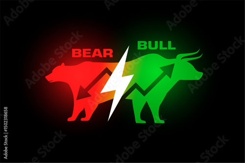 bull vs bear symbol of stock exchange market background