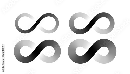 set of black infinity sign element in different sizes