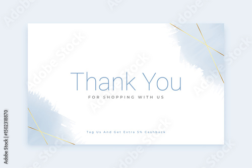 personalized thank you for shopping card with golden lines
