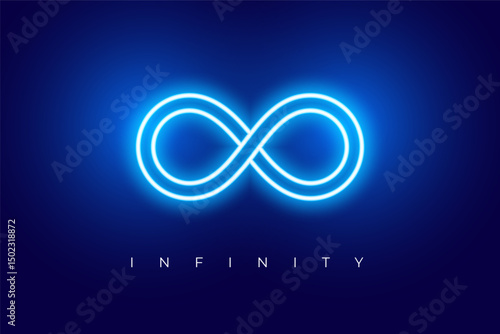 glowing neon endless infinity curve sign background