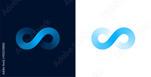 set of blue endless infinity loop sign for business presentation