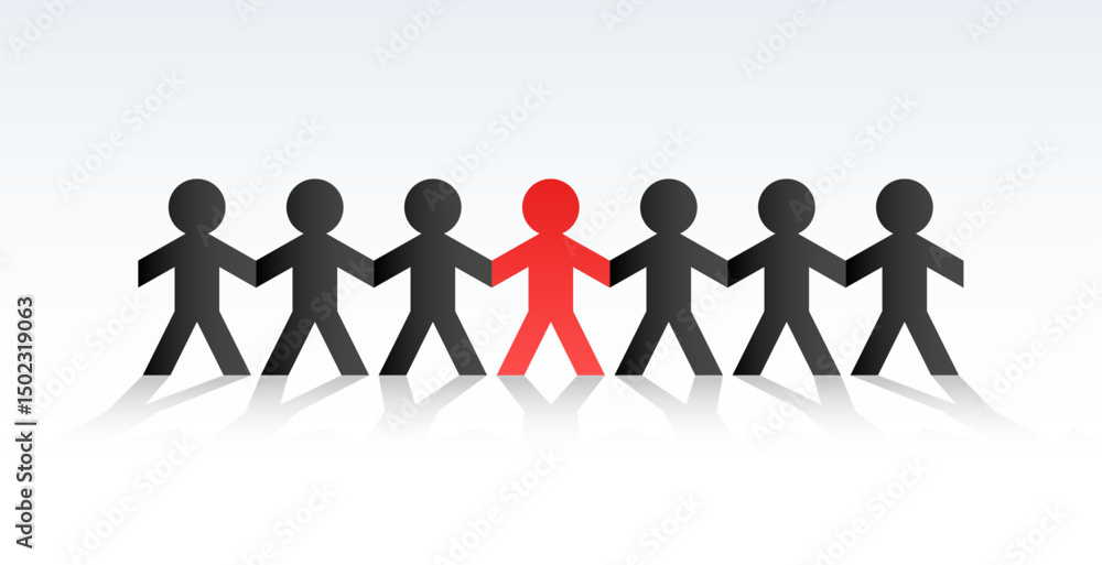 artistic human group chain joining hand teamwork concept in paper art artistic human group chain joining hand teamwork concept in paper art