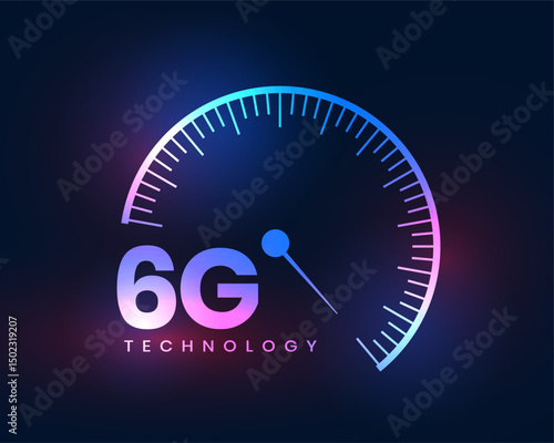 6g superfast telecom network background with speed meter