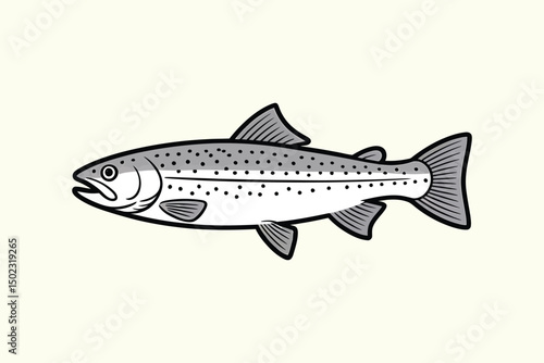 Elegant Trout Fish Silhouette vector Art & Illustration