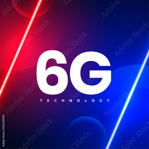 superfast 6g wireless network background with neon lines