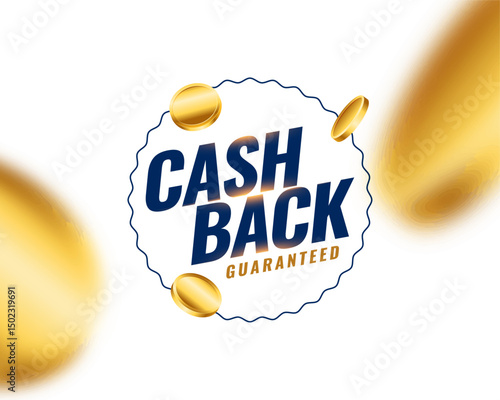 guaranteed cashback service offer background with golden coin