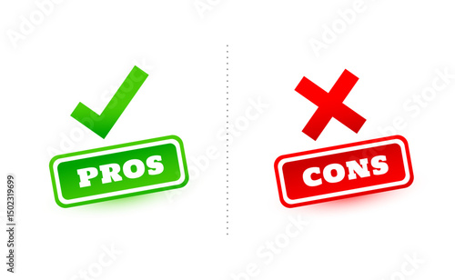 pros versus cons badge sign design