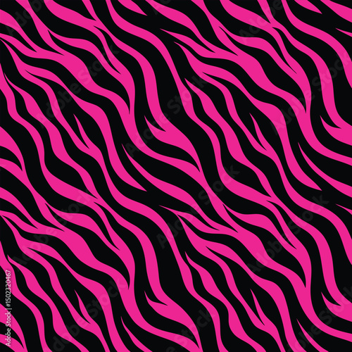 Striking and Vibrant Pink Zebra Stripes Decorative Pattern Design