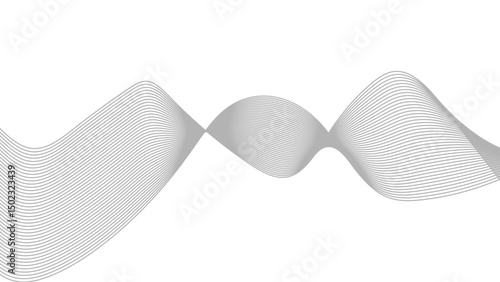 Abstract wave element for design. Digital frequency track equalizer. Abstract vector background with black wavy lines. 