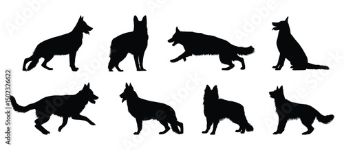 German Shepherd Dog silhouette set