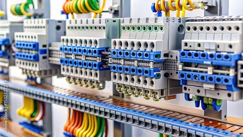 New terminal blocks located on a DIN rail at the exhibition stand