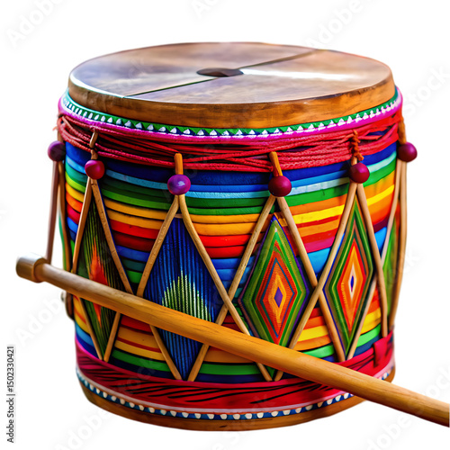 Vibrant Handcrafted Drum: Latin American Percussion Instrument