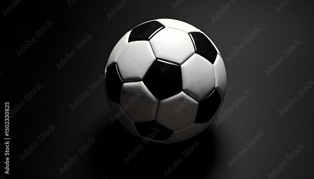 Fototapeta premium White and Black Soccer Ball in Dark Background