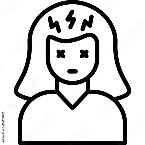 headache icon illustration design with outline
