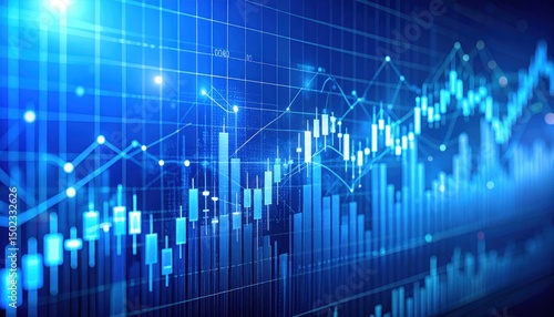 Wallpaper Mural Blue Stock Chart, Financial Growth Illustration Torontodigital.ca