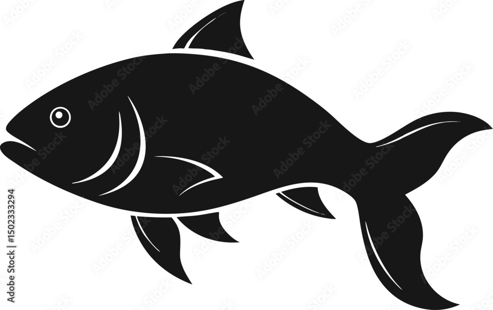 Fototapeta premium Rohu Silhouette with white background