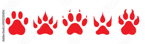 Red Animal Paw Prints Collection