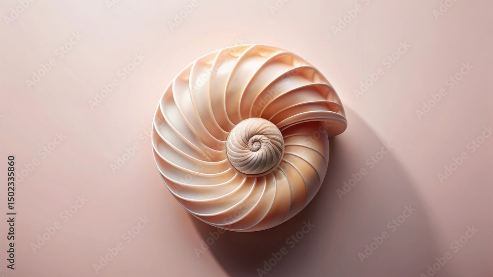 Pale Spiral Shell on Soft Pink Background A Study in Natural Geometry Pale Spiral Shell on Soft Pink Background A Study in Natural Geometry