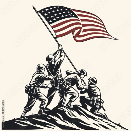 Raising the Flag Image of American Troops on Iwo Jima