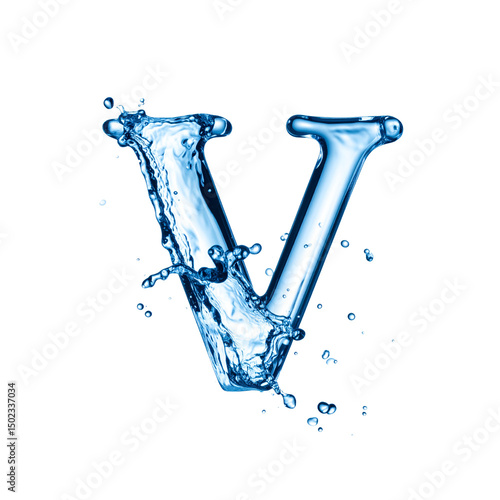 Wallpaper Mural Water splash letter v alphabet blue liquid design art on transparent background Torontodigital.ca