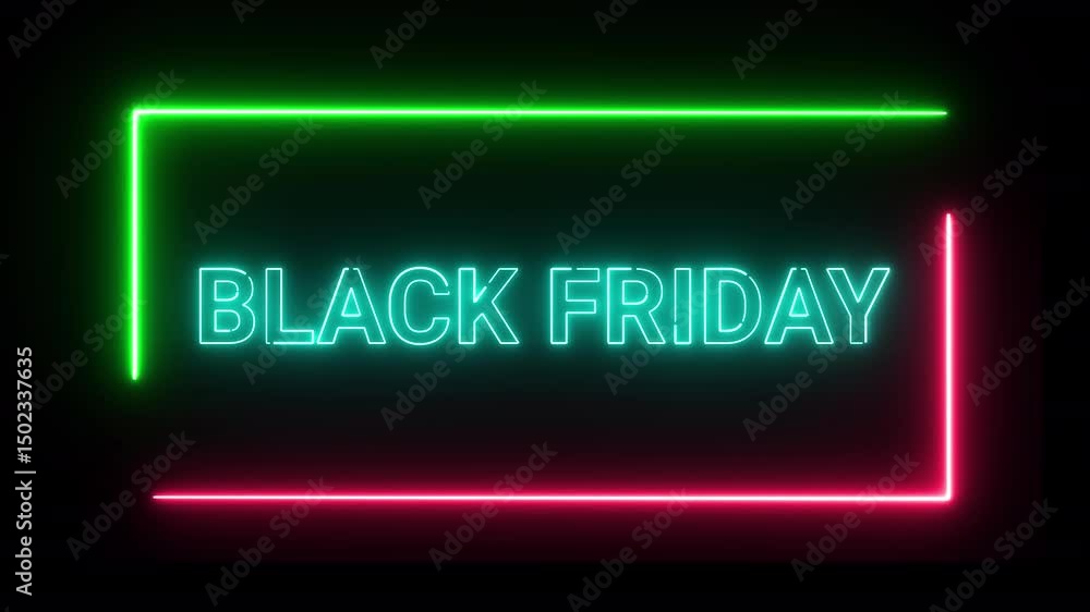 neon glowing black Friday sale banner animation on black background, neon glowing black Friday text sign animated. neon glowing black Friday sale banner animation on black background, neon glowing black Friday text sign animated.