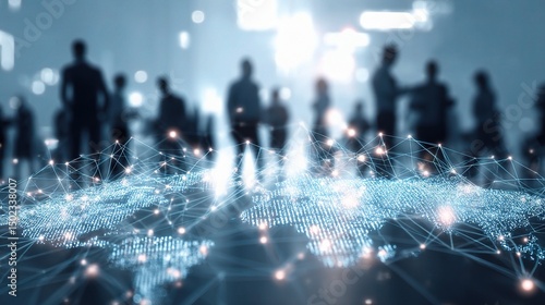 Futuristic Global Business Network Visualization with Data Connections