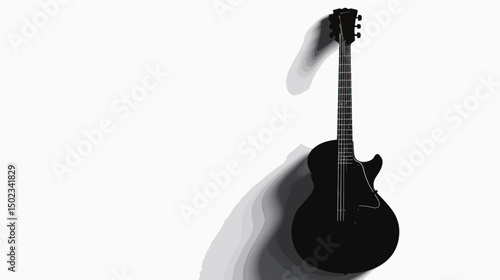  Guitar silhouette isolated on white background