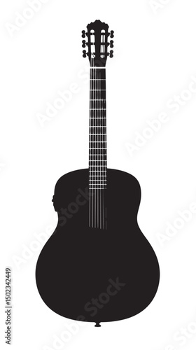  Guitar silhouette isolated on white background
