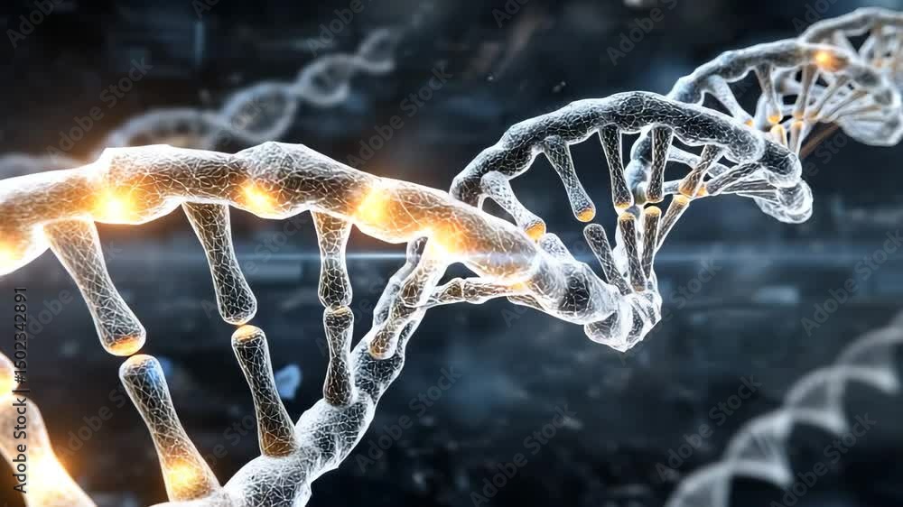 Futuristic DNA Visualization AI DNA structure, AI DNA structure, AI DNA structure for biotech innovation and futuristic research AI in Genetic Research Sci-Fi Molecular Structure