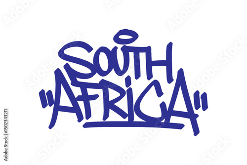 South Africa graffiti tag in bold vector lettering on transparent background, reflecting vibrant urban culture and creative street art. Ideal for hip hop, youth, and cultural design projects.