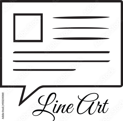 Document or Message in Speech Bubble Line Art